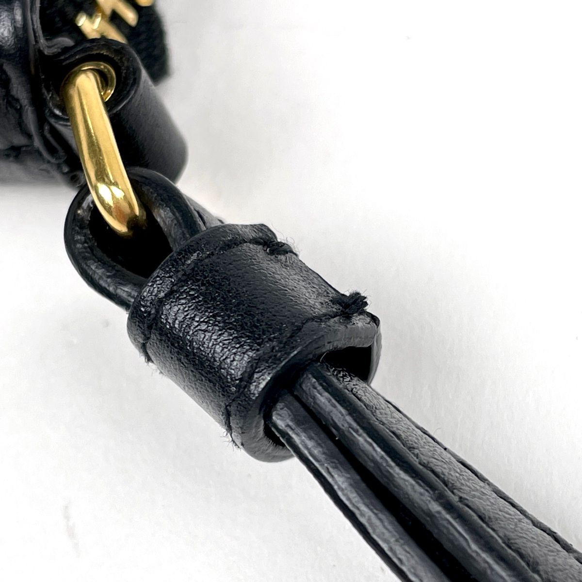 Saint Laurent Logo Shoulder Bag Fringe Leather Black — view 4