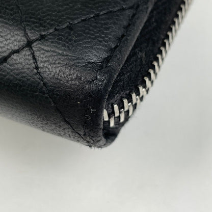 Chanel CC Logo Zip Around Wallet Quilted Leather Black — view 3