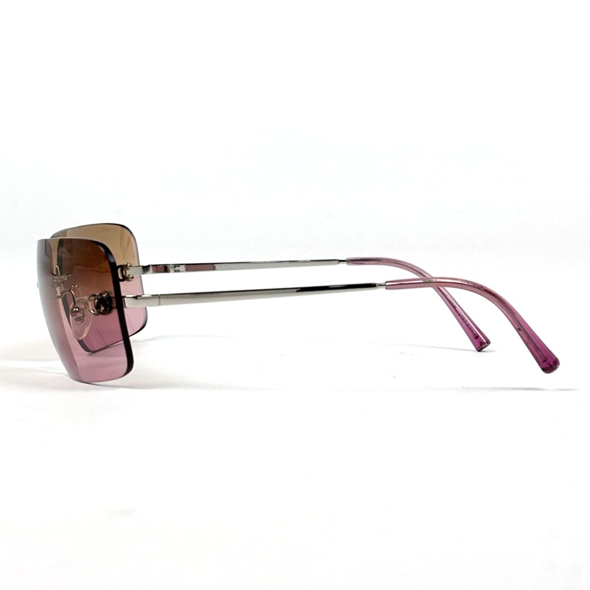 Chanel CC Logo Sunglasses Rimless Eyewear Metal Pink Silver — view 2