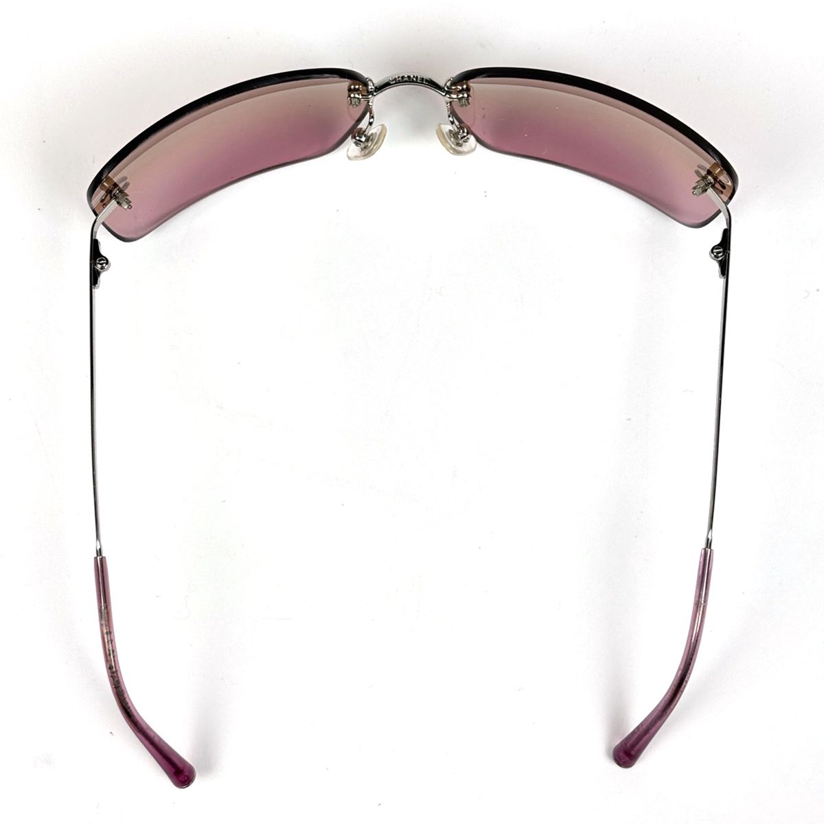 Chanel CC Logo Sunglasses Rimless Eyewear Metal Pink Silver — view 3