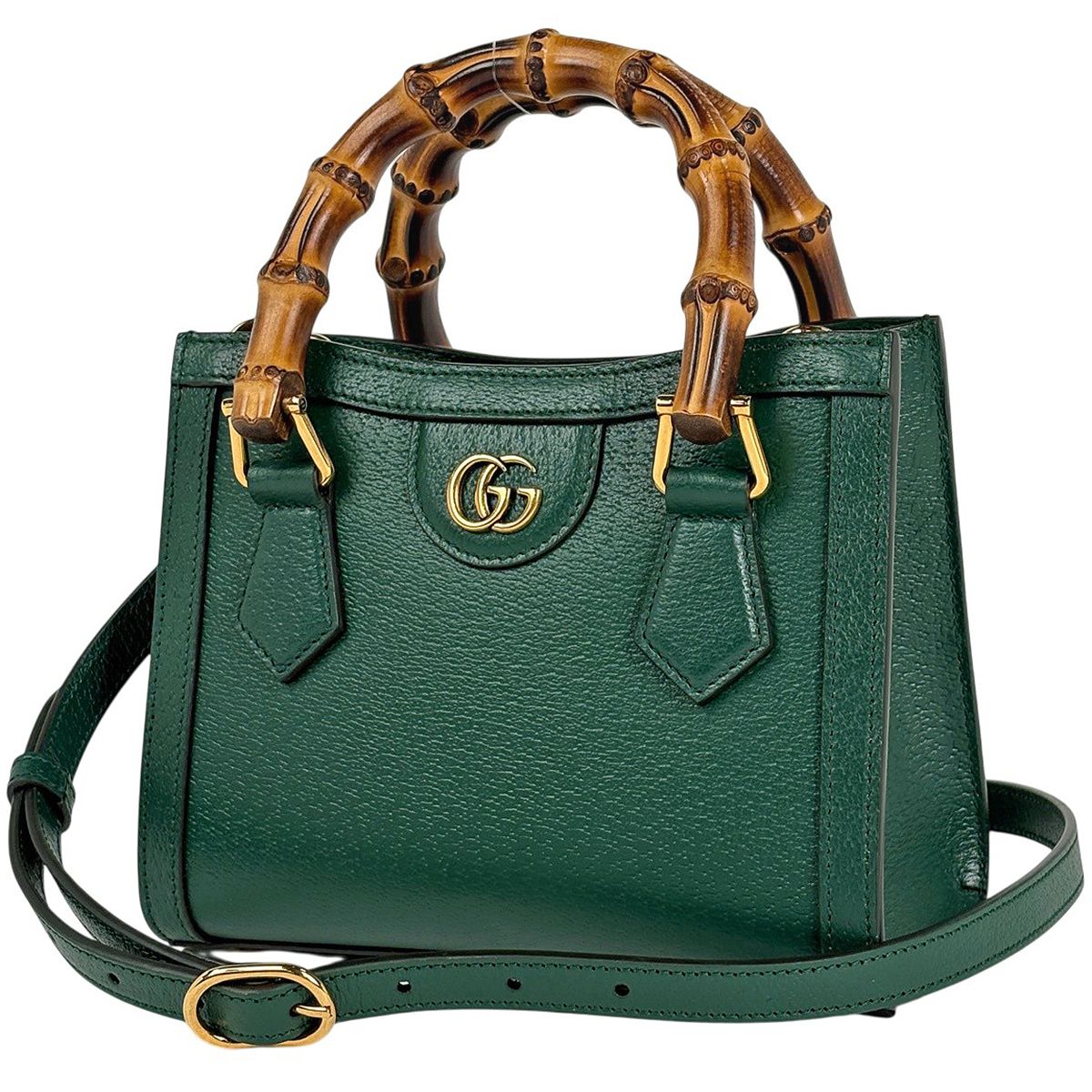 Gucci Diana Small Tote Bamboo 2-Way Mini Leather Green