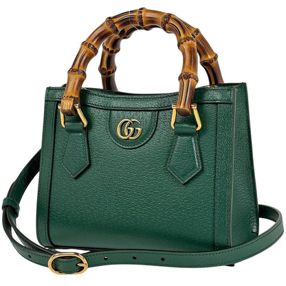 Gucci Diana Small Tote Bamboo 2-Way Mini Leather Green
