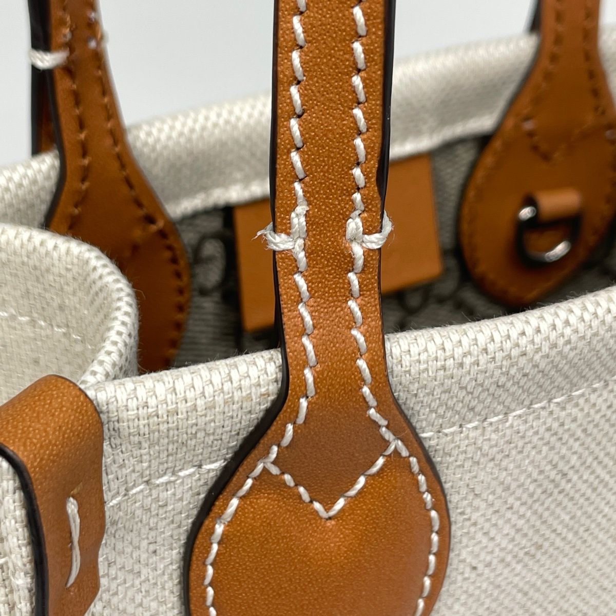 Gucci Logo Handbag 2-Way Canvas Beige Brown — view 4