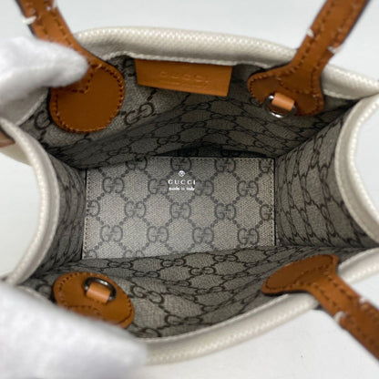 Gucci Logo Handbag 2-Way Canvas Beige Brown — view 7