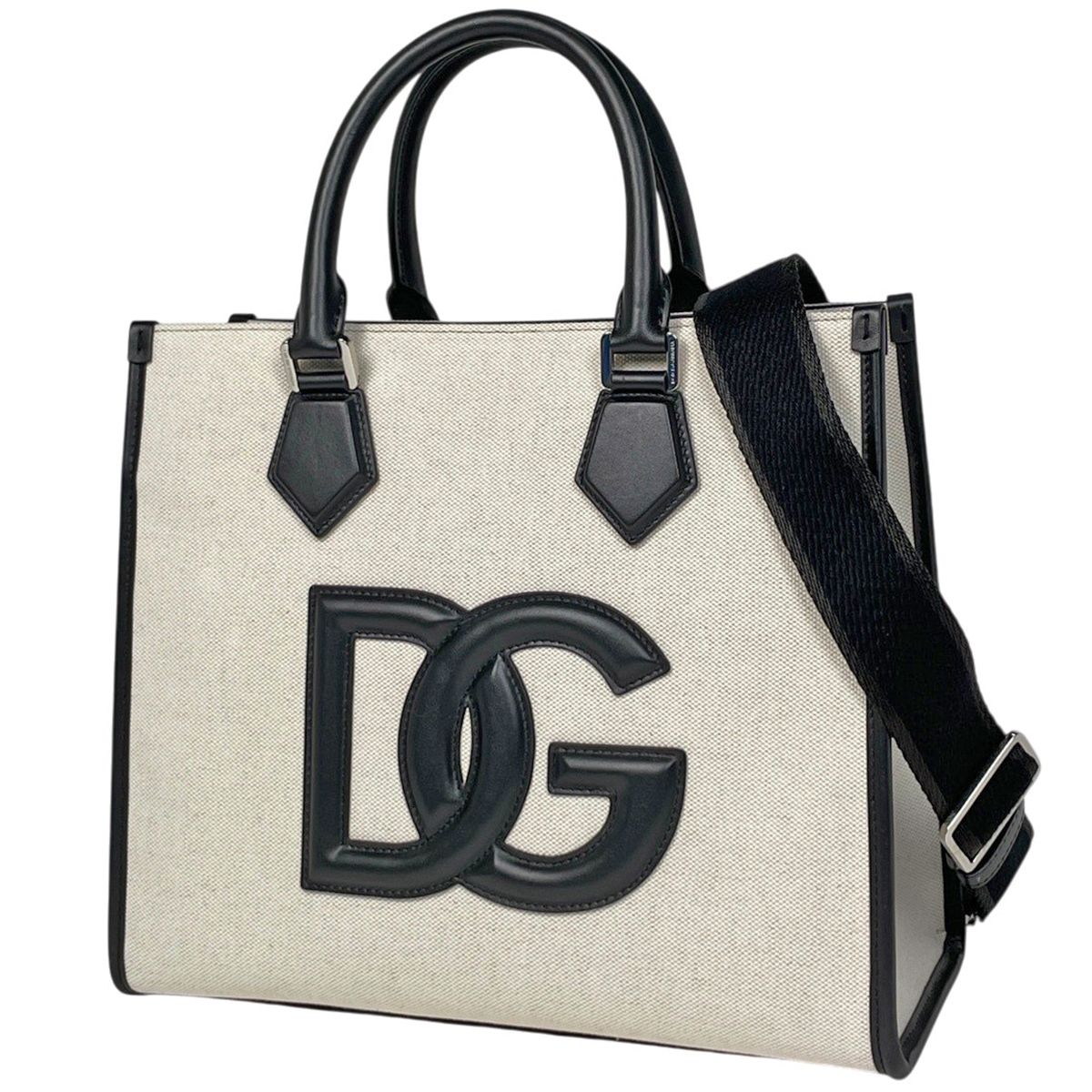 Dolce & Gabbana Shopping Bag 2-Way Canvas Beige Black