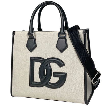 Dolce & Gabbana Shopping Bag 2-Way Canvas Beige Black