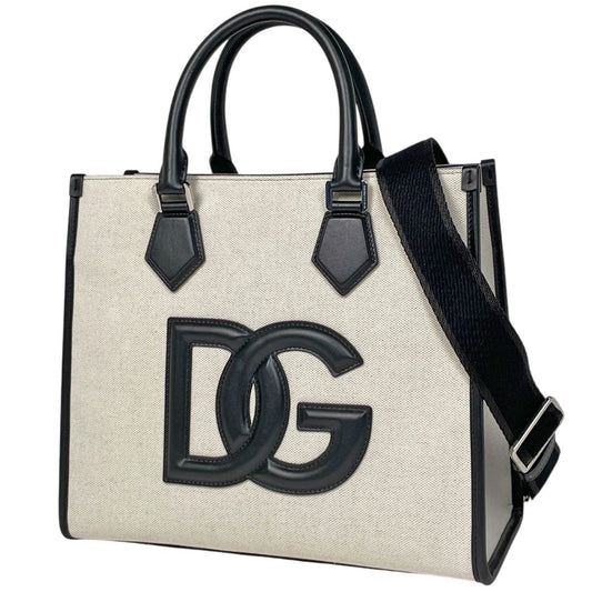 Dolce & Gabbana Shopping Bag 2-Way Canvas Beige Black