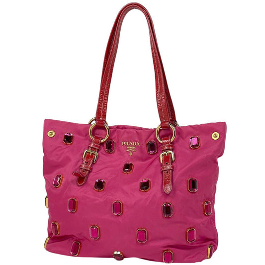 Prada Logo Tote Bijou Nylon Pink