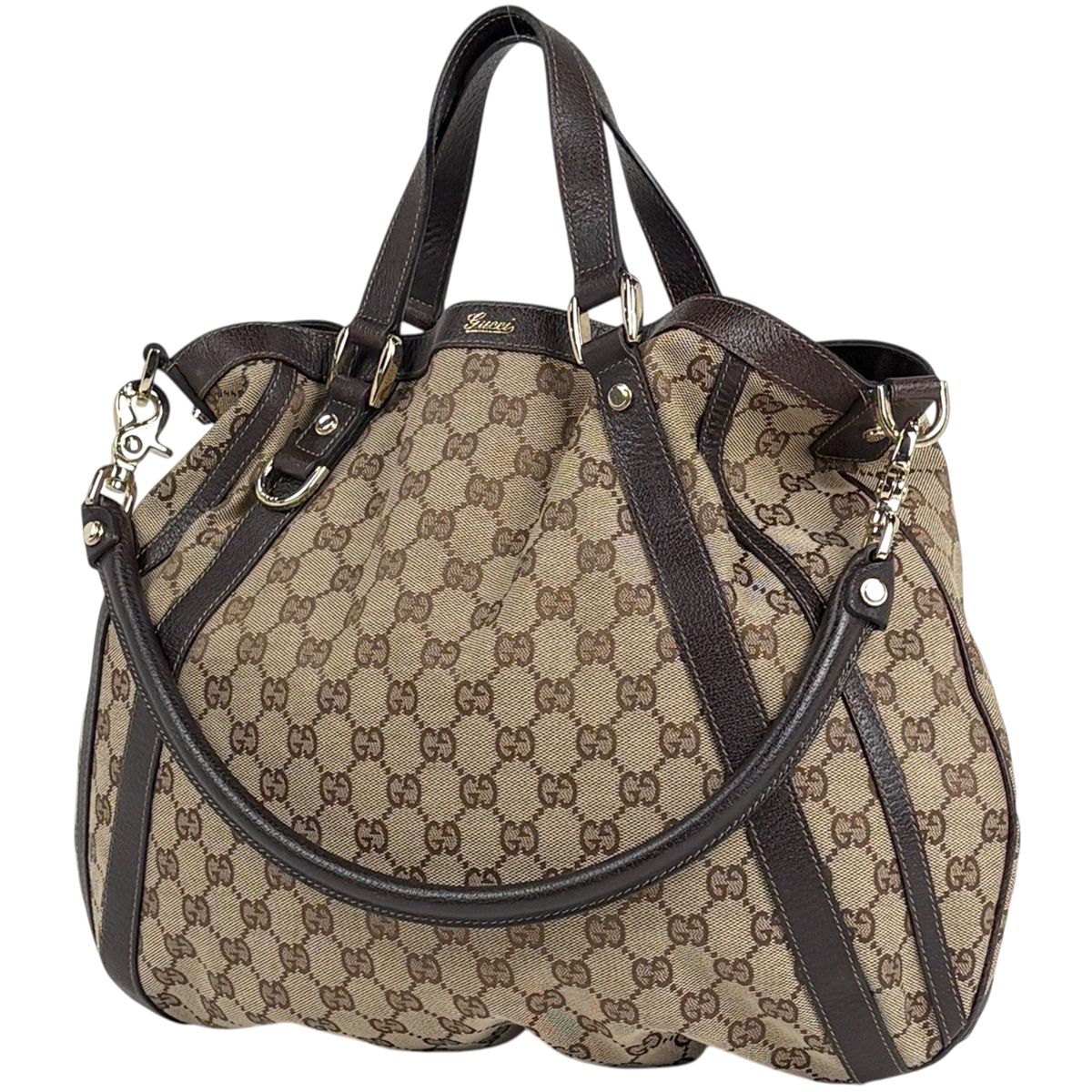 Gucci GG Pattern 2-Way Shoulder Bag Abbey Canvas Brown