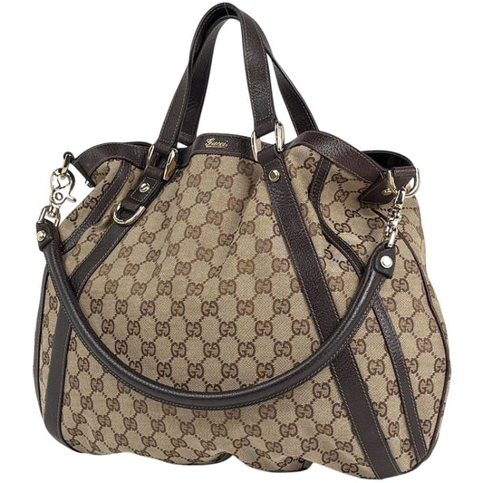 Gucci GG Pattern 2-Way Shoulder Bag Abbey Canvas Brown
