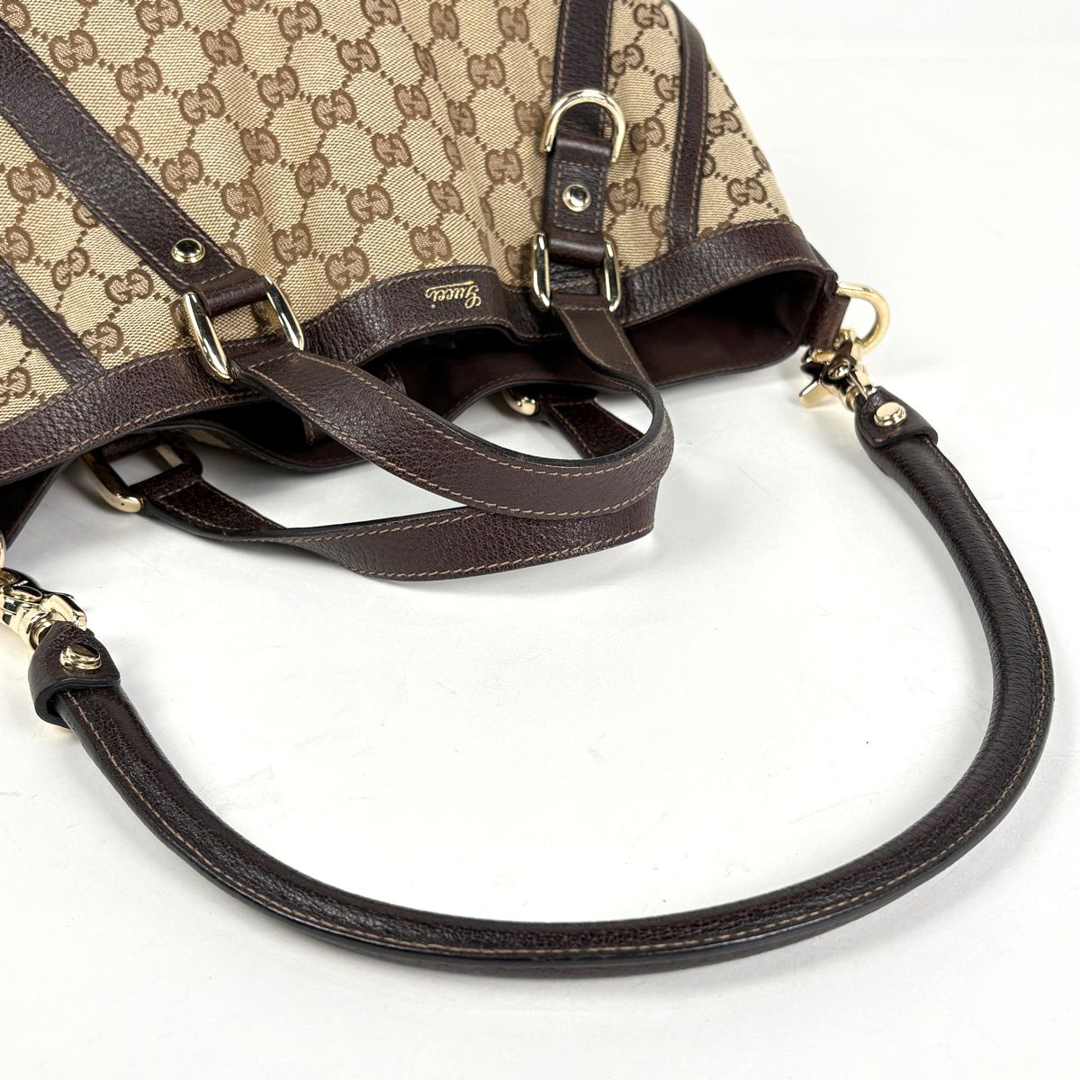Gucci GG Pattern 2-Way Shoulder Bag Abbey Canvas Brown — view 6