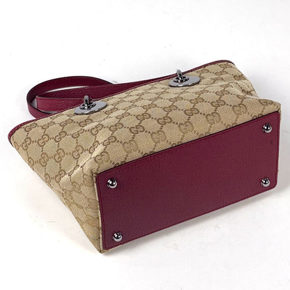 Gucci GG Pattern Tote Canvas Beige Bordeaux — view 2