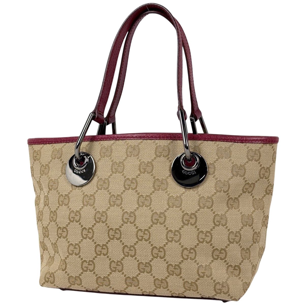 Gucci GG Pattern Tote Canvas Beige Bordeaux