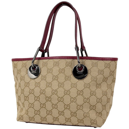 Gucci GG Pattern Tote Canvas Beige Bordeaux