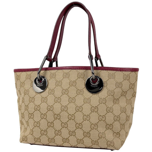 Gucci GG Pattern Tote Canvas Beige Bordeaux