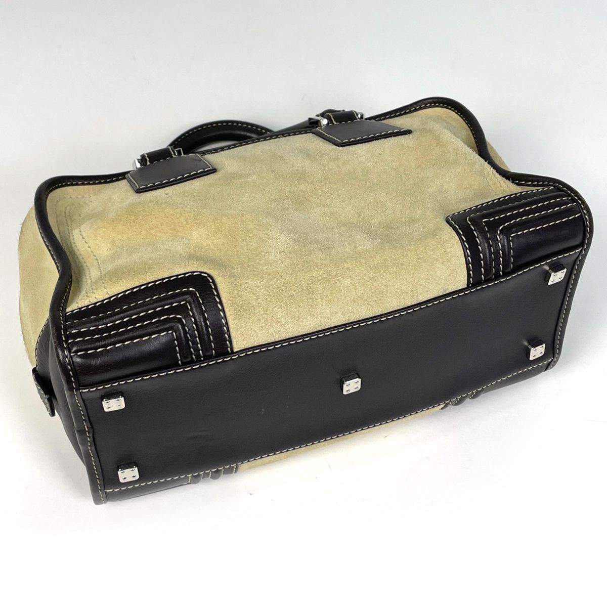 Loewe Amazona 28 Anagram Handbag Suede Beige Brown — view 2