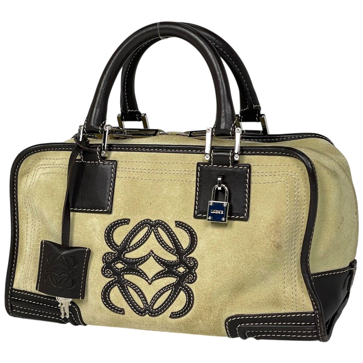 Loewe Amazona 28 Anagram Handbag Suede Beige Brown