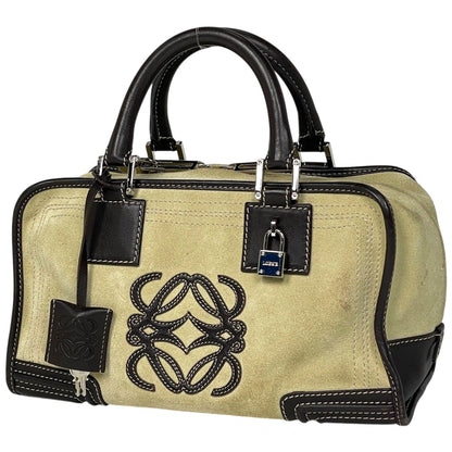 Loewe Amazona 28 Anagram Handbag Suede Beige Brown