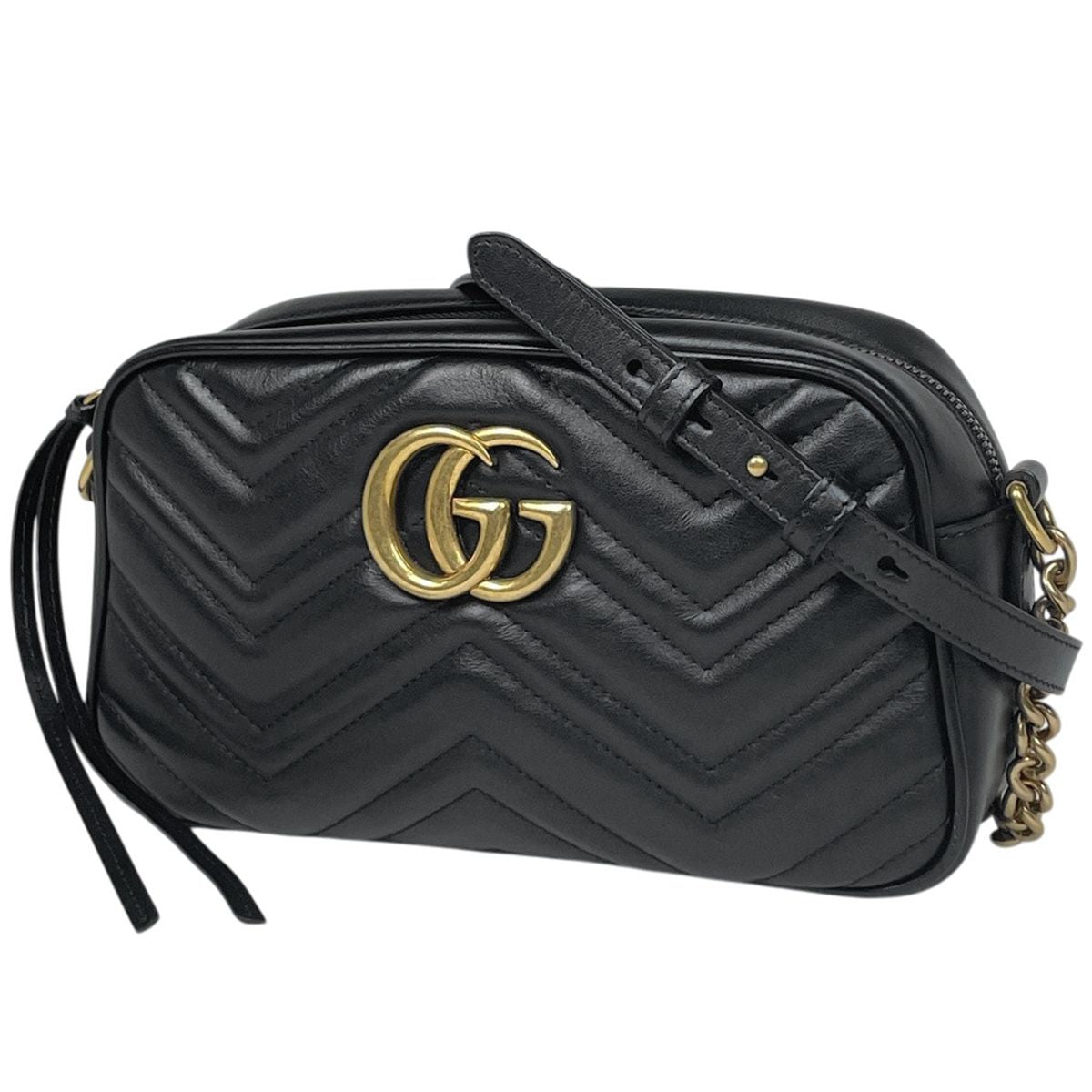 Gucci GG Marmont Chain Shoulder Bag Leather Black