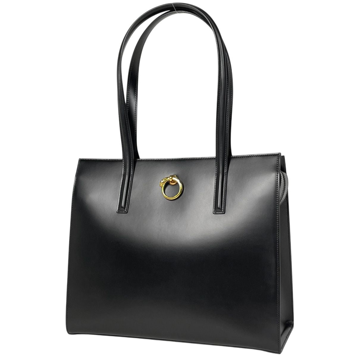 Cartier Shoulder Bag Panthere Motif Leather Black