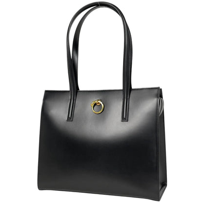 Cartier Shoulder Bag Panthere Motif Leather Black