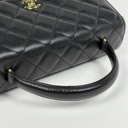Chanel CC Logo Handbag Quilted Caviar Leather Black — view 5