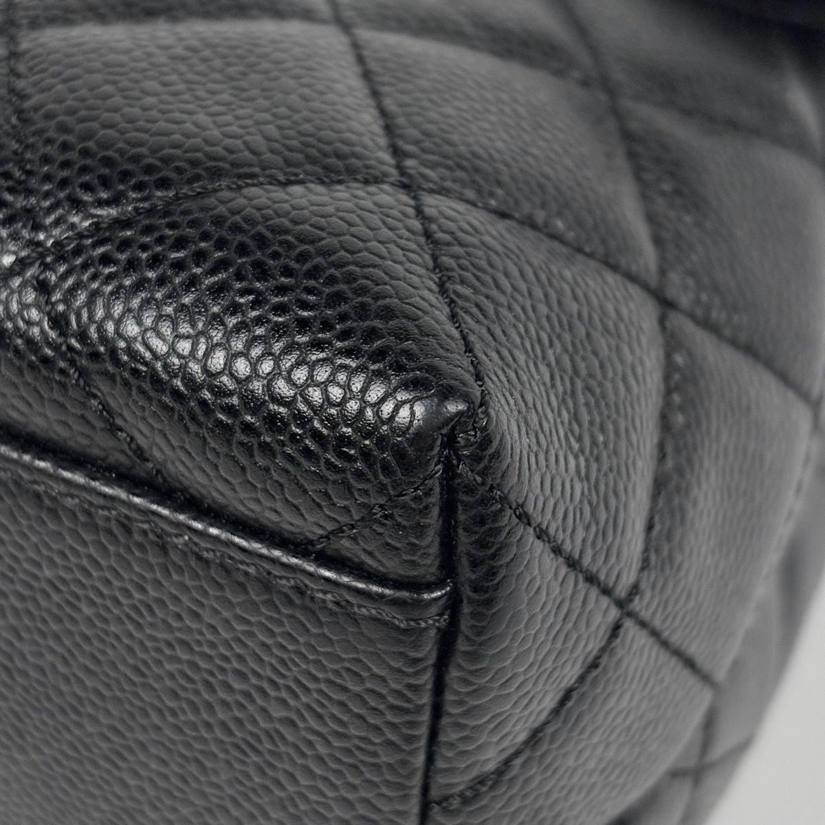 Chanel CC Logo Handbag Quilted Caviar Leather Black — view 3