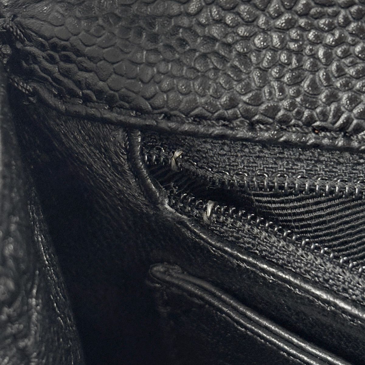 Chanel CC Logo Handbag Quilted Caviar Leather Black — view 6