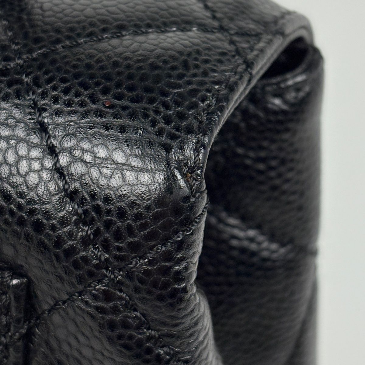 Chanel CC Logo Handbag Quilted Caviar Leather Black — view 4