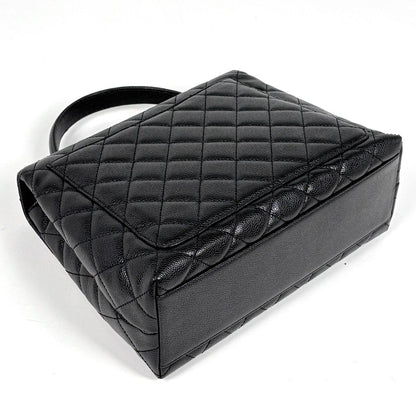 Chanel CC Logo Handbag Quilted Caviar Leather Black — view 2