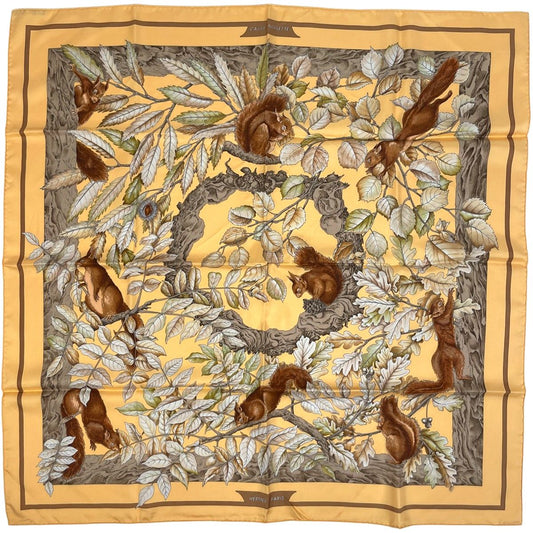 Hermes Carre 90 Casse Noisette Nutcracker Scarf Silk Yellow Multicolor