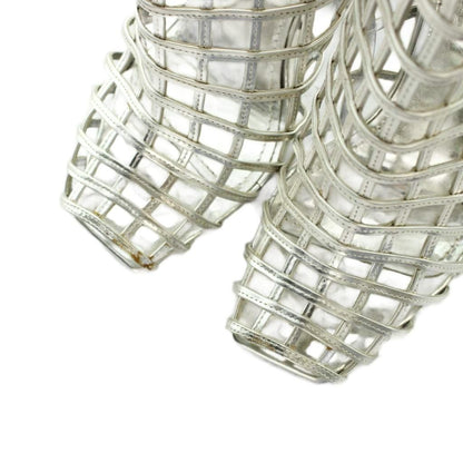 Saint Laurent Ankle Boots Middle Openwork High Heels 38 Silver — view 6