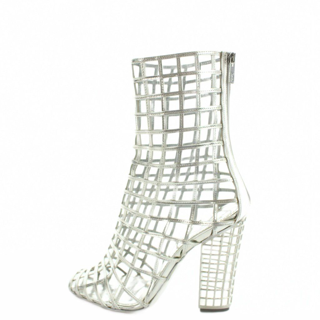 Saint Laurent Ankle Boots Middle Openwork High Heels 38 Silver — view 3