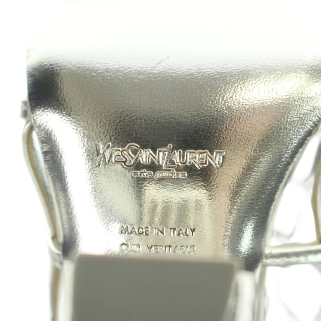 Saint Laurent Ankle Boots Middle Openwork High Heels 38 Silver — view 7