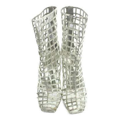 Saint Laurent Ankle Boots Middle Openwork High Heels 38 Silver — view 2