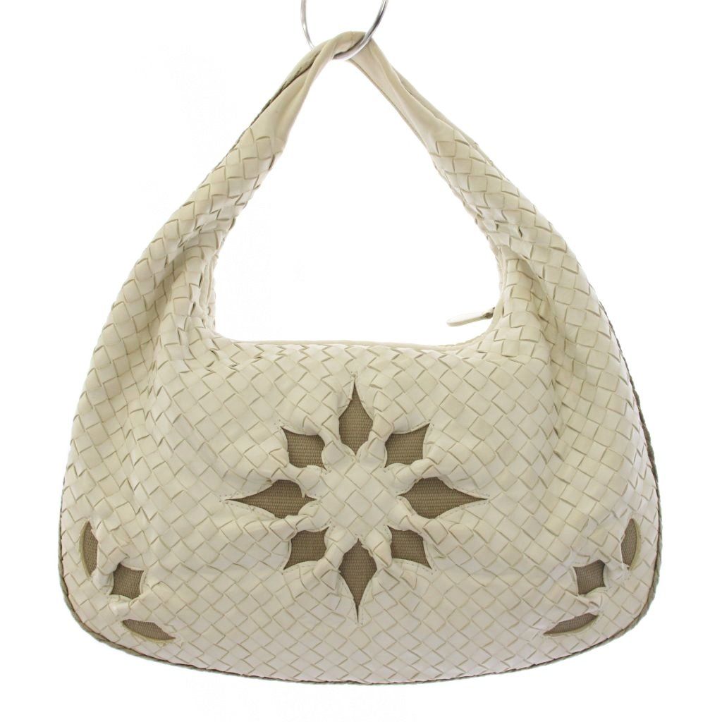 Bottega Veneta Intrecciato Hobo Handbag Leather White KH