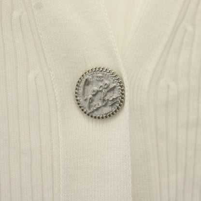 Chanel Collection Coco Cuba Cotton Rib Knit Cardigan Long Sleeve 40 White — view 5