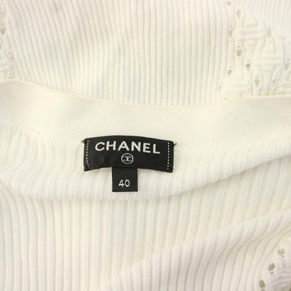 Chanel Collection Coco Cuba Cotton Rib Knit Cardigan Long Sleeve 40 White — view 8