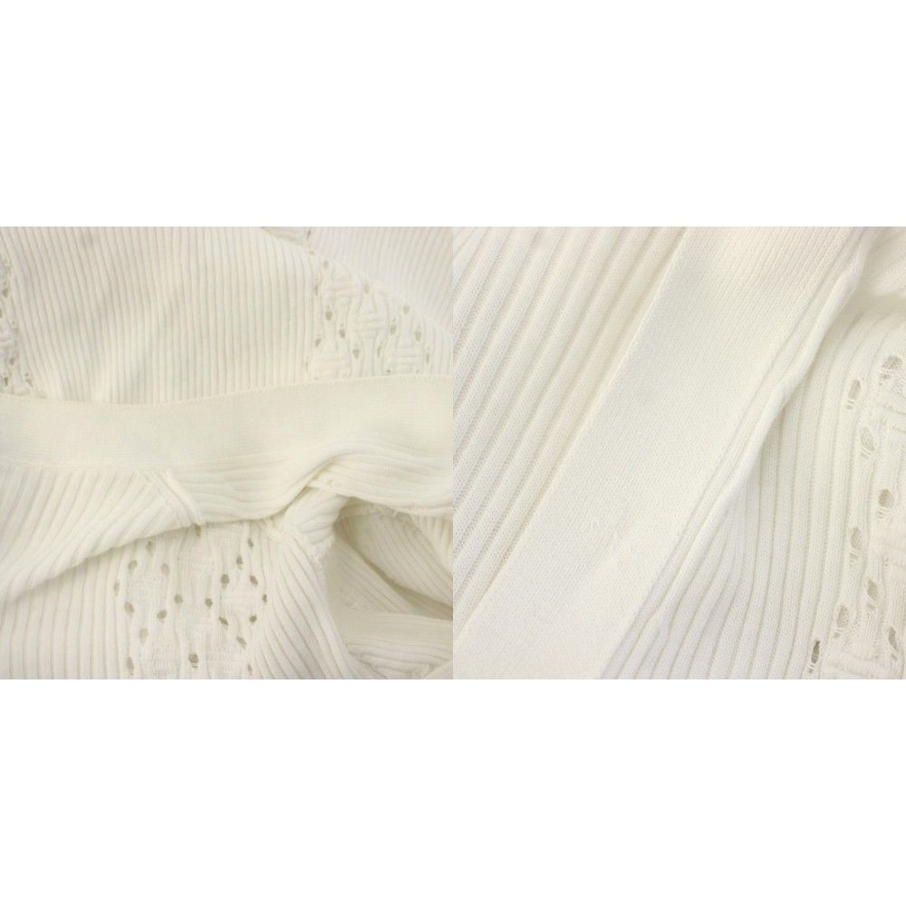 Chanel Collection Coco Cuba Cotton Rib Knit Cardigan Long Sleeve 40 White — view 9