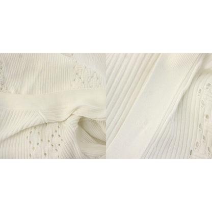 Chanel Collection Coco Cuba Cotton Rib Knit Cardigan Long Sleeve 40 White — view 9