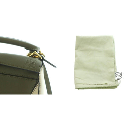 Loewe Puzzle Mini 2-Way One Handle Shoulder Bag Leather Anagram Logo Khaki BB — view 9