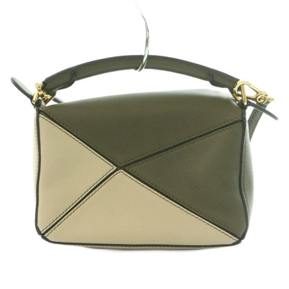 Loewe Puzzle Mini 2-Way One Handle Shoulder Bag Leather Anagram Logo Khaki BB — view 3