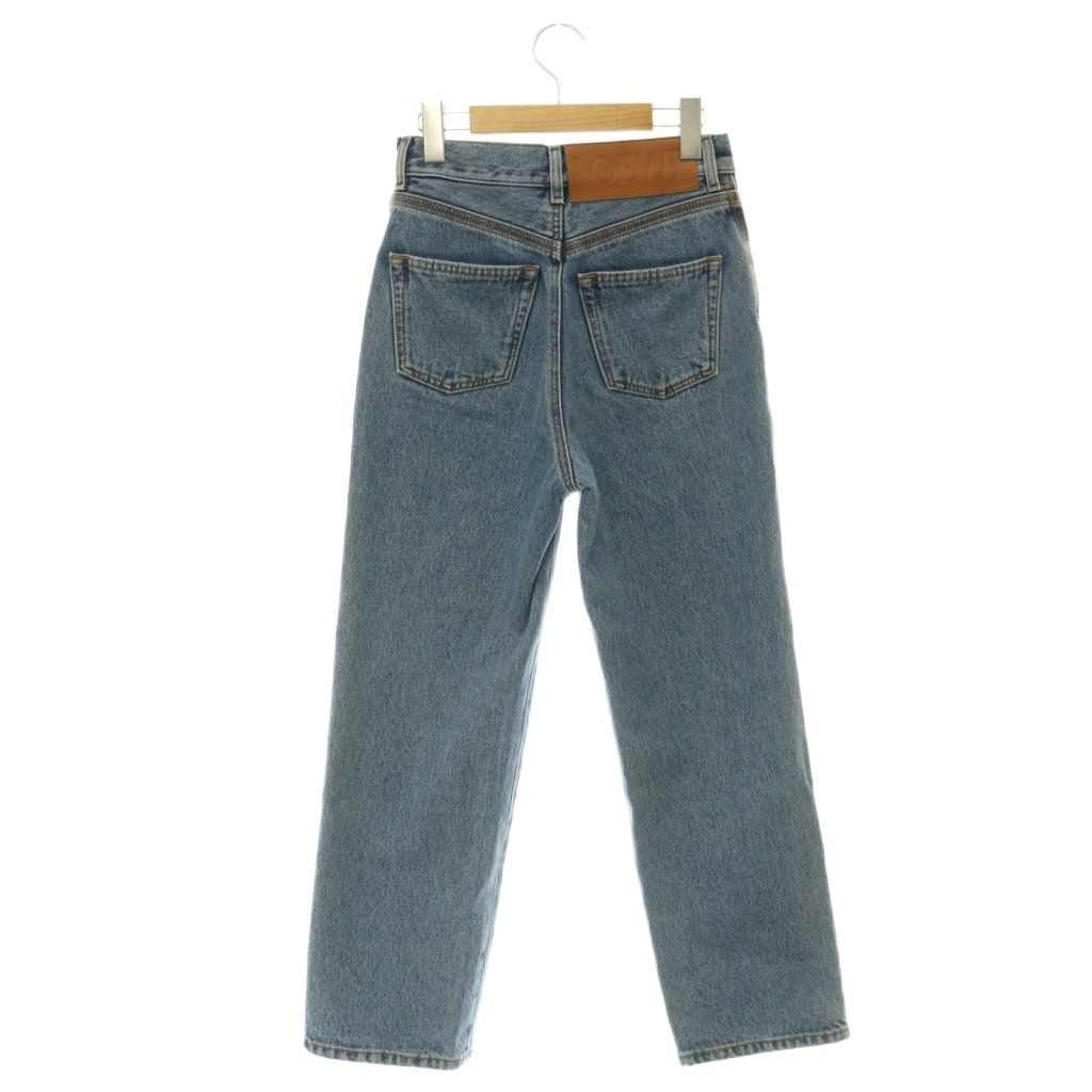Loewe Anagram Cropped Denim Pants Jeans Button Fly Cotton 34 Light Blue — view 2
