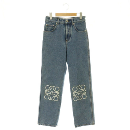Loewe Anagram Cropped Denim Pants Jeans Button Fly Cotton 34 Light Blue