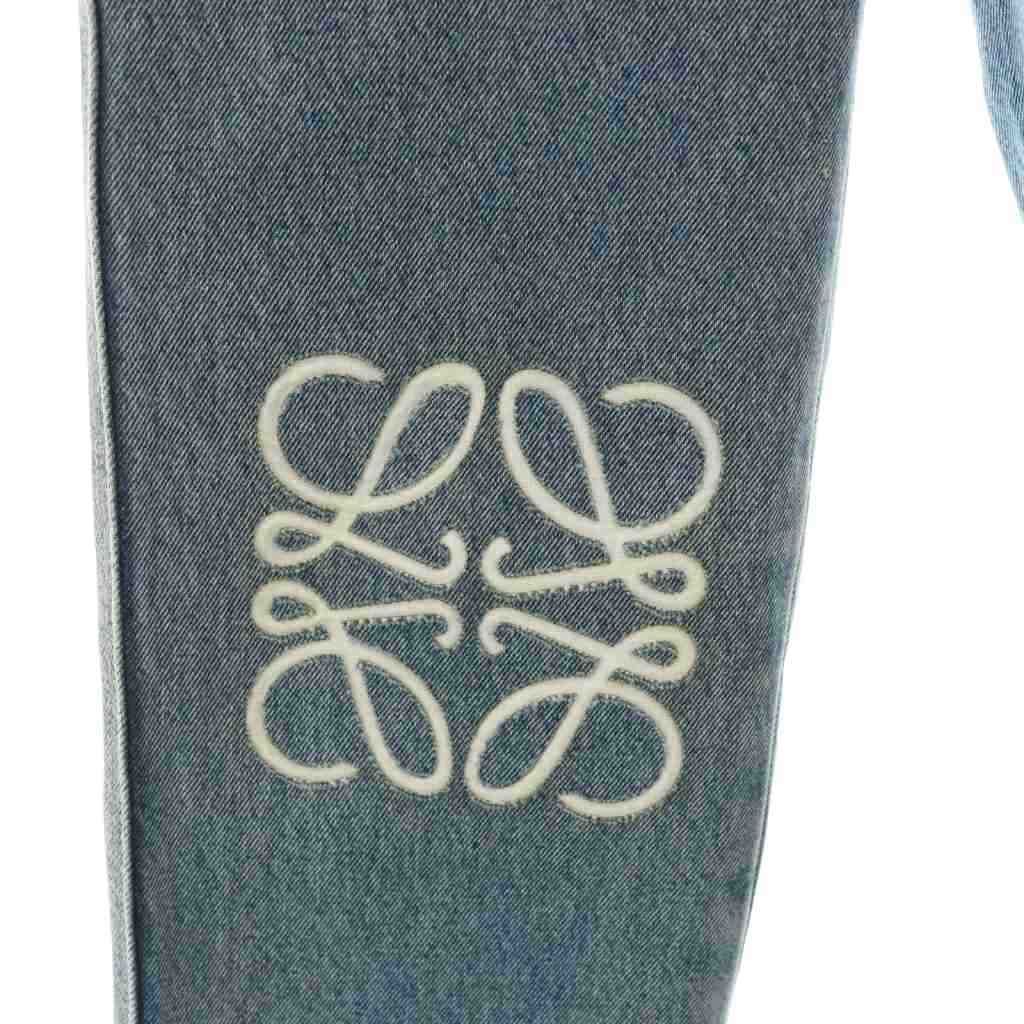 Loewe Anagram Cropped Denim Pants Jeans Button Fly Cotton 34 Light Blue — view 3