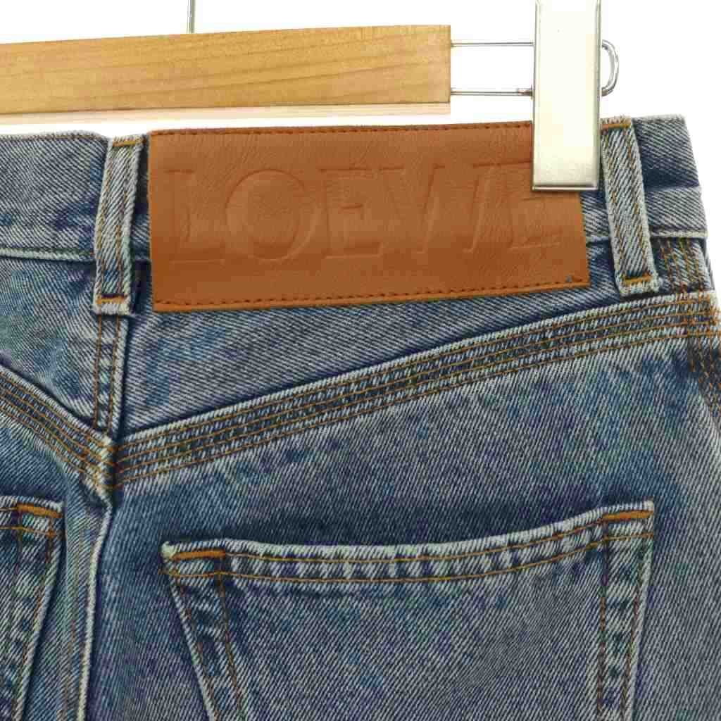 Loewe Anagram Cropped Denim Pants Jeans Button Fly Cotton 34 Light Blue — view 5