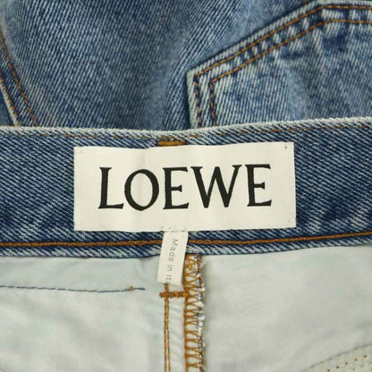 Loewe Anagram Cropped Denim Pants Jeans Button Fly Cotton 34 Light Blue — view 6