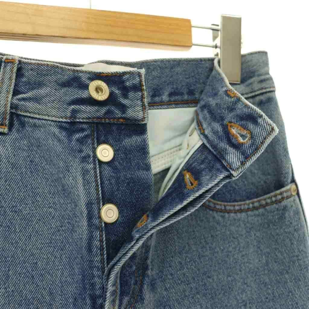 Loewe Anagram Cropped Denim Pants Jeans Button Fly Cotton 34 Light Blue — view 4