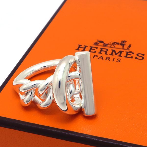Hermes Croisette GM Ring 925 Sterling Silver 53 Chain and Paper Purchased in