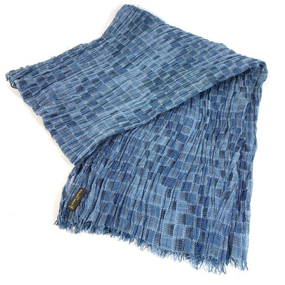 Louis Vuitton Shawl Logo Fringe Cotton Blue Scarf — view 2